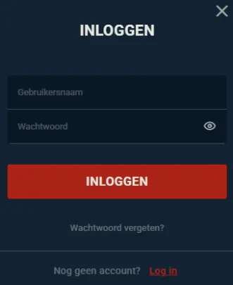 Inlogvenster van Rant Casino met gebruikersnaam, wachtwoord en inlogknop